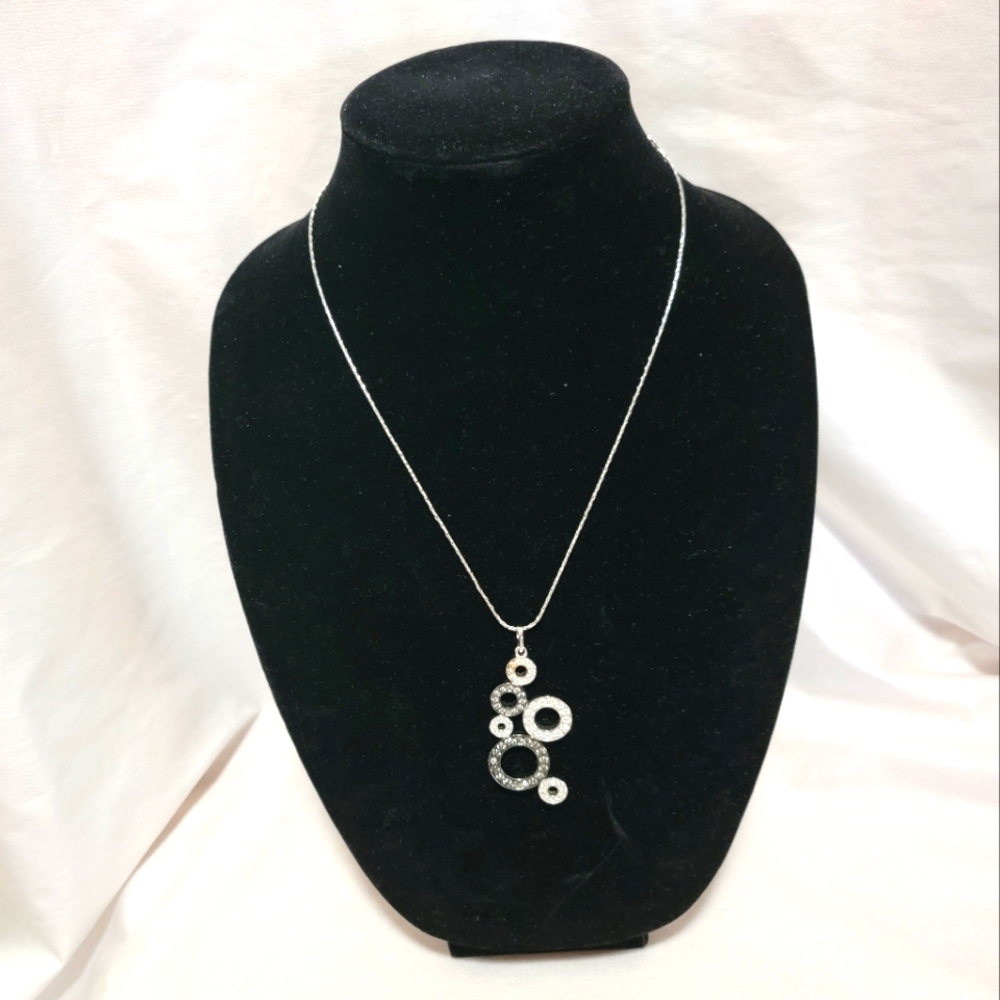 Nolan Miller Buoyant Bubble Silver & Gun Metal Pendant W/Chain Necklace RARE